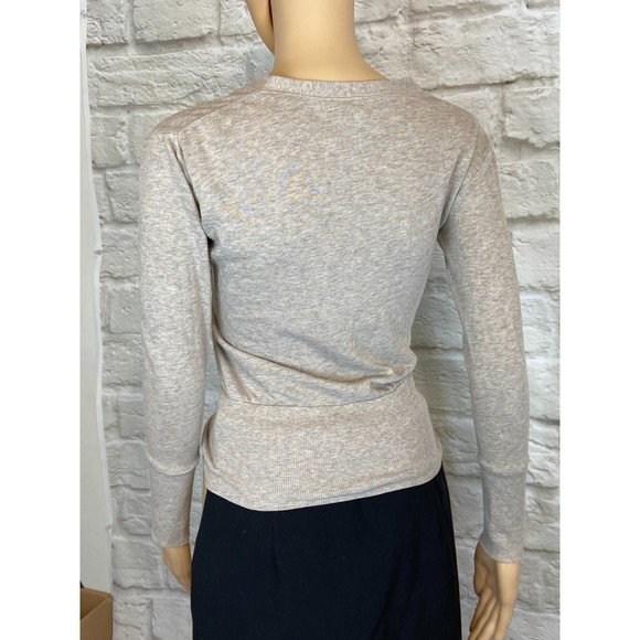 COL STORY Sweater Beige Brown Front Snaps SMALL Acrylic Cotton Fitted Stretchy - Picture 7 of 9